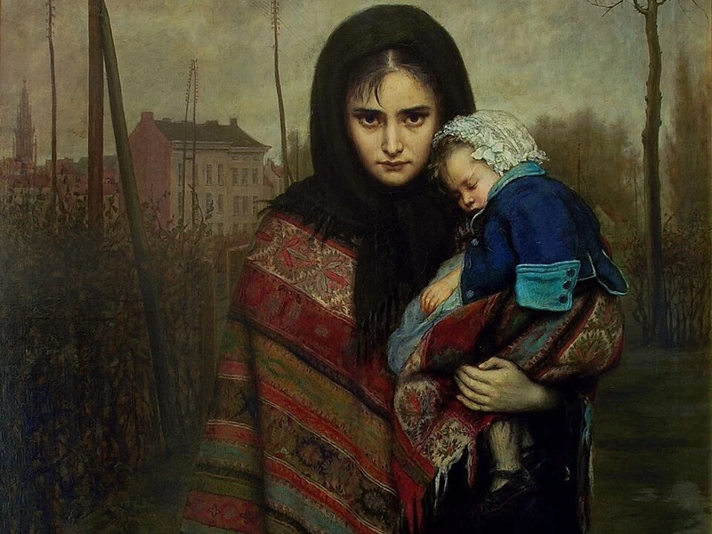 1852-Alexander Theodore Honoré Struys - Giovane donna con bambino, abbandonata - Museo di Dordrecht
